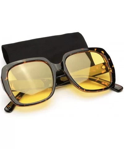 Night-Driving Glasses for Women - HD Polarized Yellow Lens Oversized Frame - C318W4CT6NY $29.88 Oversized