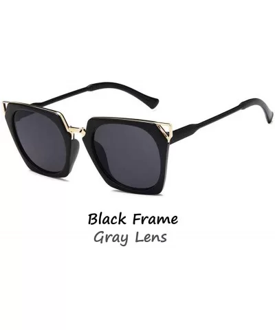 Fashion Sunglasses for women Black Frame with Cat Eyes Metal decors - Gray - C718OADQ9OK $13.85 Cat Eye