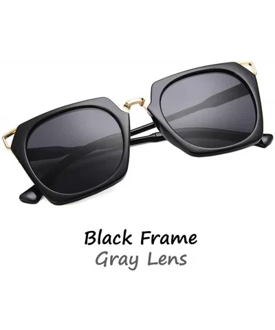 Fashion Sunglasses for women Black Frame with Cat Eyes Metal decors - Gray - C718OADQ9OK $13.85 Cat Eye