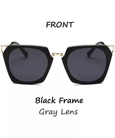 Fashion Sunglasses for women Black Frame with Cat Eyes Metal decors - Gray - C718OADQ9OK $13.85 Cat Eye