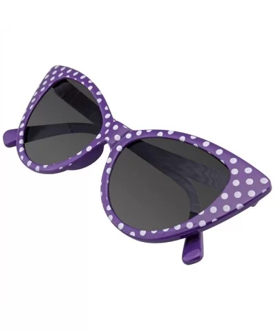 Fashion Classic Vintage Eyewear Cat Eye Designer Shades Frame Sunglasses - Purple Polka Dot - CX195UZLT6G $13.34 Oversized