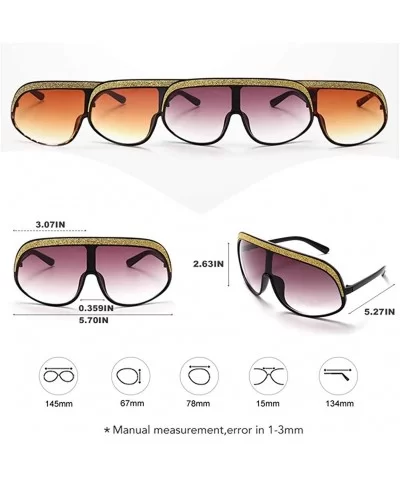 Oversized One Piece Sunglasses for Women Personality Golden Decoration Sun Glasses Goggles UV400 - CI198822MZW $18.12 Goggle