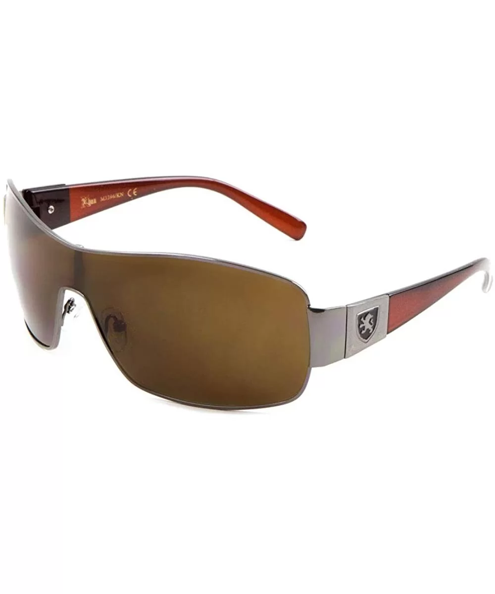 Wide Curved One Piece Shield Lens Sunglasses - Brown - CW199D5MDOC $28.40 Shield