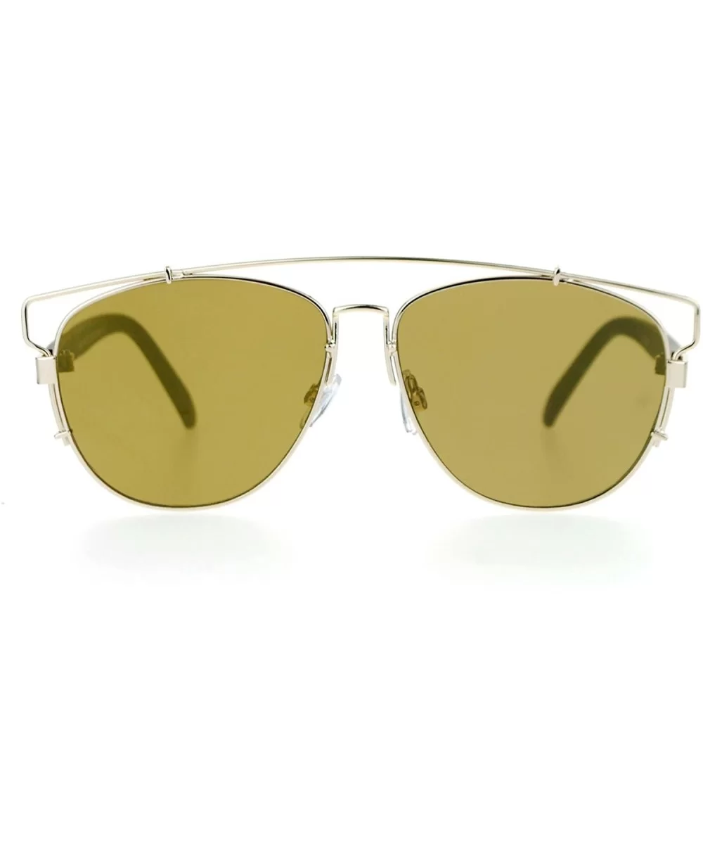 Ultra Flat Unique Retro Mirrored Lens Wire Half Rim Look Sunglasses - All Gold - CT126SXYK8H $16.32 Wayfarer