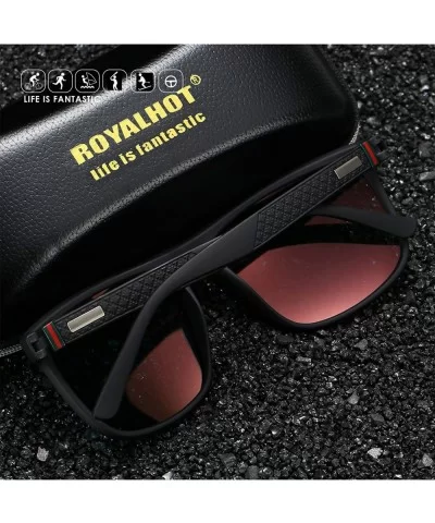 Men's Driving Polarized Sunglasses for Fishing Oval Alloy Frame UV400 - Red - CA18XQG9YWU $22.02 Sport