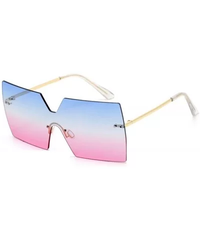 Frameless Siamese Sunglasses- Women's Oversized Frame Goggles- Box Sunglasses - C - CE18SGIL3OE $65.67 Goggle