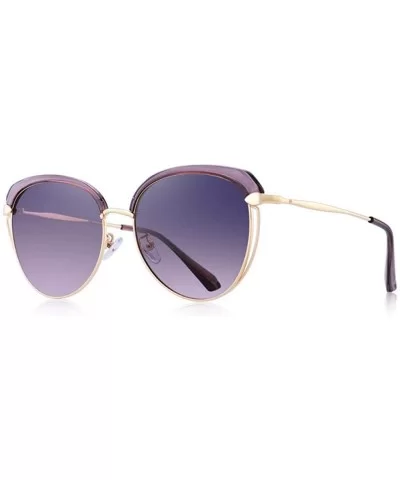 DESIGN Women Fashion Cat Eye Polarized Sunglasses Vintage Retro C01 Black - C04 Purple - CS18XE0SHKU $22.31 Aviator