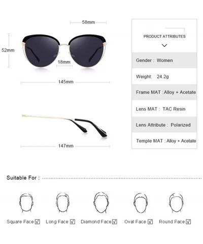 DESIGN Women Fashion Cat Eye Polarized Sunglasses Vintage Retro C01 Black - C04 Purple - CS18XE0SHKU $22.31 Aviator