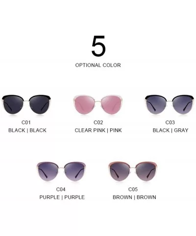 DESIGN Women Fashion Cat Eye Polarized Sunglasses Vintage Retro C01 Black - C04 Purple - CS18XE0SHKU $22.31 Aviator