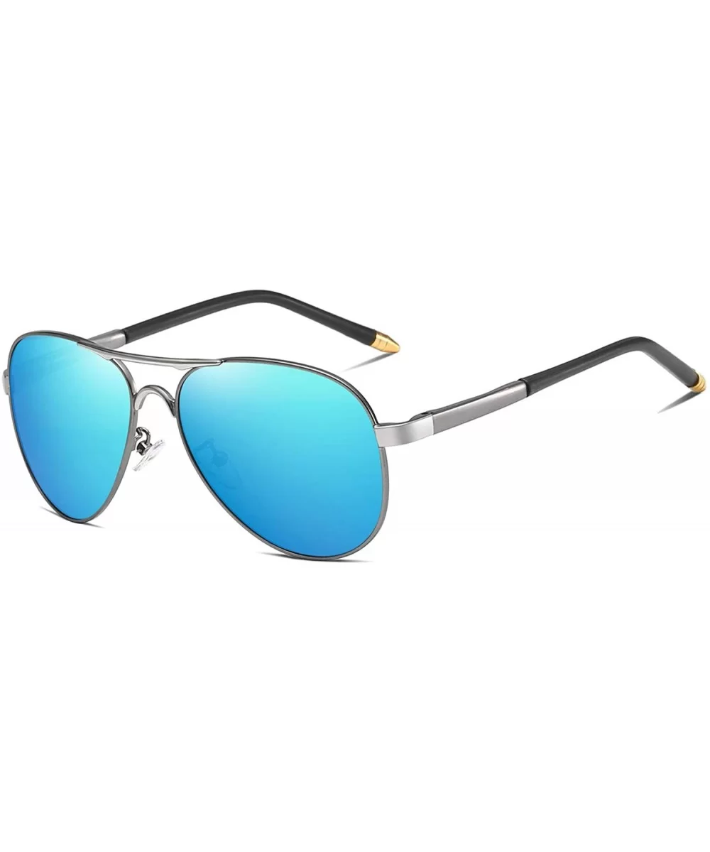 Polarized Sunglasses for Men Aviator Retro UV400 Protection HD 58mm - Blue Blue - C918XRQUD7G $21.53 Aviator