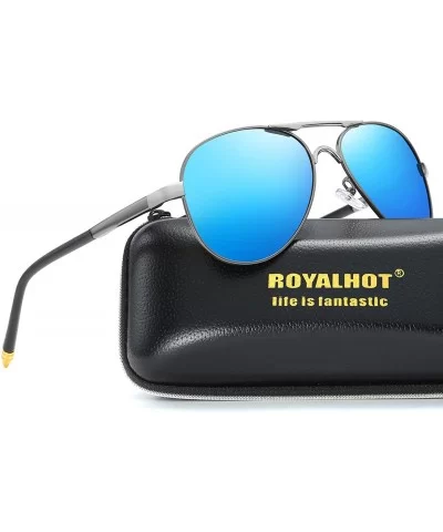 Polarized Sunglasses for Men Aviator Retro UV400 Protection HD 58mm - Blue Blue - C918XRQUD7G $21.53 Aviator