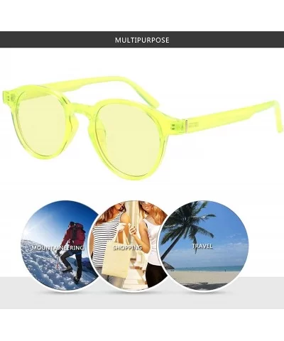 UV Blocking Protection Glasses Men's and Women's Vintage Full Frame Sunglasses - Green - C518R003U9Z $13.11 Round