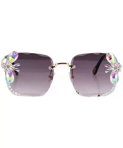 Fashion Round Metal Frame Sparkling Crystal Sunglasses UV Protection Eyewear Oversized - Luxurious Gray - CH1906WYWAY $24.56 ...