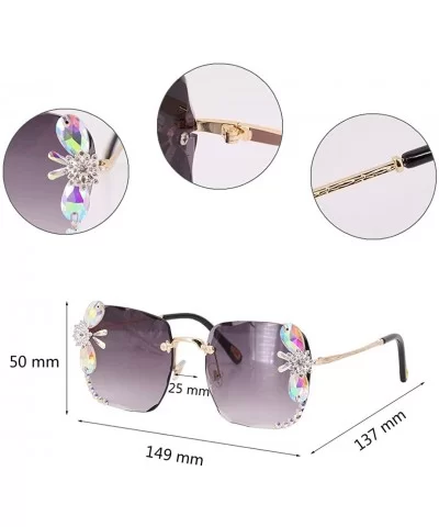 Fashion Round Metal Frame Sparkling Crystal Sunglasses UV Protection Eyewear Oversized - Luxurious Gray - CH1906WYWAY $24.56 ...