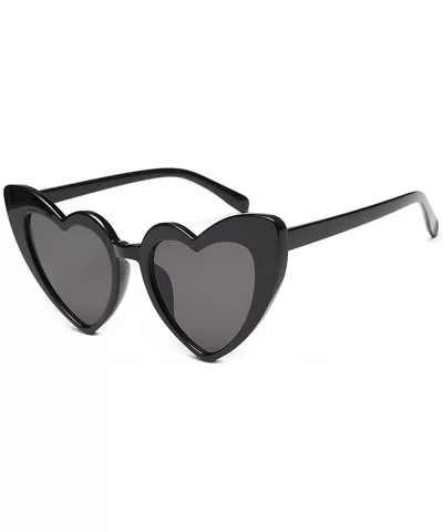 Women Lovely Heart Shape Over-sized Sunglasses Halloween Cat Eye Retro Sun Glasses UV400 - Black Frame 1 Pack - C318HX90DA6 $...