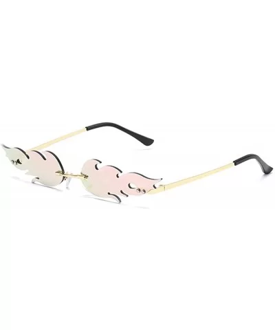 Sunglasses Unisex Flame Teen Girls Eyewear Novelty Rimless Small Face Glasses - Pink - CF198Q4OQDE $12.83 Rimless