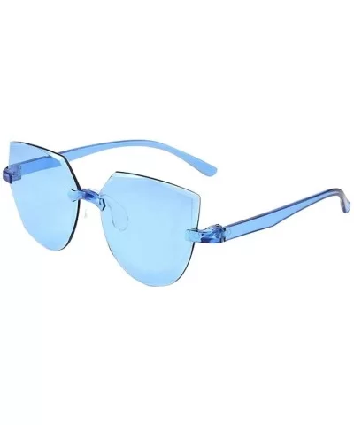 Unisex One Piece Jelly Candy Colorful Eyewear Transparent Frameless Multilateral Shaped Sunglasses - E - CW1900YX47G $11.25 R...