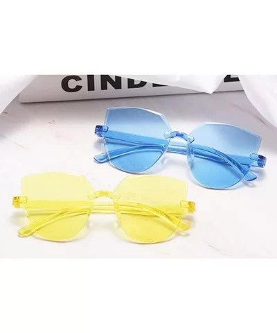 Unisex One Piece Jelly Candy Colorful Eyewear Transparent Frameless Multilateral Shaped Sunglasses - E - CW1900YX47G $11.25 R...