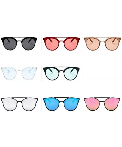 Women Fashion Round Cat Eye Sunglasses with Case UV400 Protection Beach - Red Frame/Red Lens - CR18WRHCN74 $32.11 Round