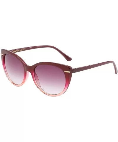 Pouch Giselle Fancy Contemporary Cat Eye Women's Sunglasses Gradient Lens - 22254-maroon-frame-gradient-red-lens - CY18RQT3I2...