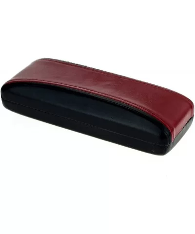 Mens Narrow Rectangular Leather Clam Shell Hard Glasses Case - Black Red - C0120E07IOD $13.64 Rectangular