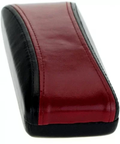 Mens Narrow Rectangular Leather Clam Shell Hard Glasses Case - Black Red - C0120E07IOD $13.64 Rectangular