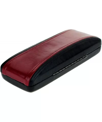 Mens Narrow Rectangular Leather Clam Shell Hard Glasses Case - Black Red - C0120E07IOD $13.64 Rectangular