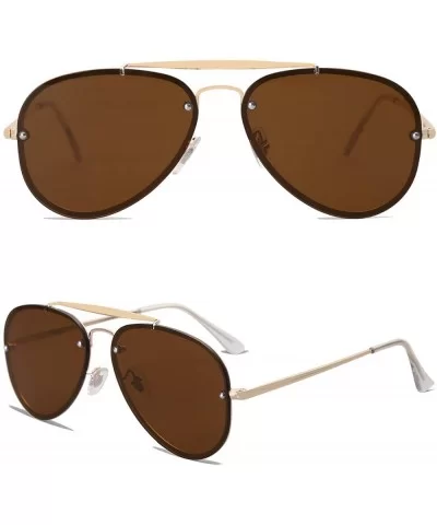 Men's Women's Aviator Sunglasses- Rimless Metal- Mirrored- TRENDALERT SJ1105 - C7 Gold Frame/Brown Lens - CK18UUD8SKR $18.57 ...