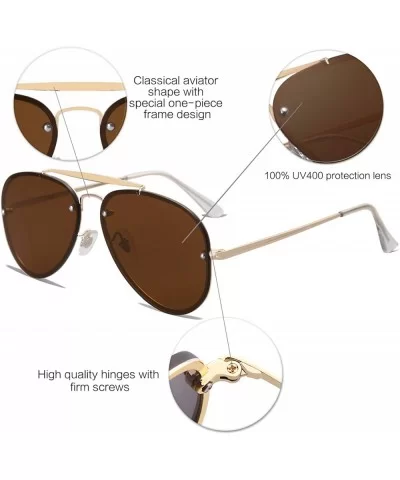 Men's Women's Aviator Sunglasses- Rimless Metal- Mirrored- TRENDALERT SJ1105 - C7 Gold Frame/Brown Lens - CK18UUD8SKR $18.57 ...