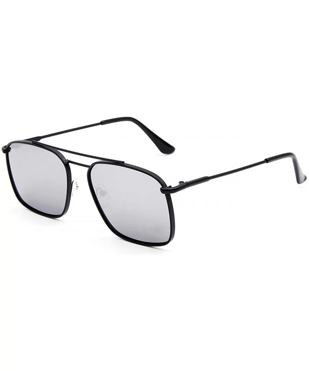 Square Aviator Polarized Sunglasses for Men Women Fashion Laminated Mirrored Retro Sun Glasses - Silver - CZ18WQGDD0G $14.86 ...