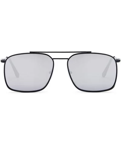 Square Aviator Polarized Sunglasses for Men Women Fashion Laminated Mirrored Retro Sun Glasses - Silver - CZ18WQGDD0G $14.86 ...