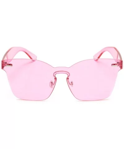 Oversized Square Rimless Sunglasses Keyhole Nose Bridge Mono Flat Colored Lens - Pink - CN18G3O9GQW $14.49 Rimless