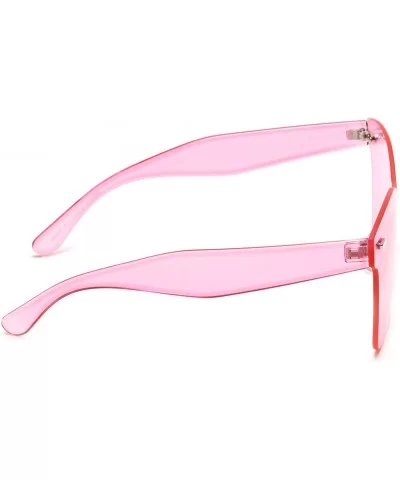 Oversized Square Rimless Sunglasses Keyhole Nose Bridge Mono Flat Colored Lens - Pink - CN18G3O9GQW $14.49 Rimless