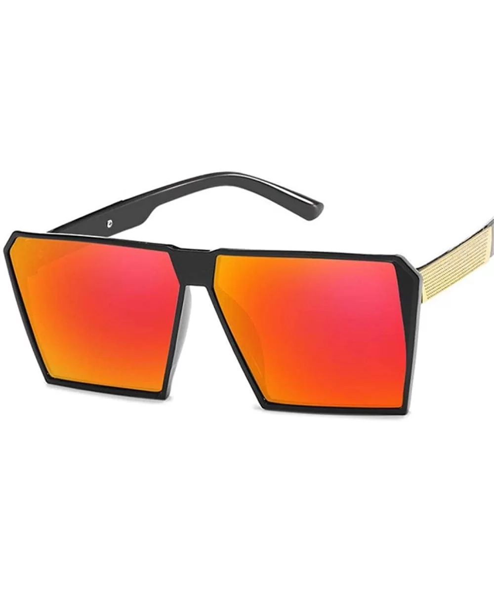 Square Oversized Sunglasses New Reflective Sunglasses Men Women Designer C6 - C4 - CA18YLXYAHT $11.68 Aviator