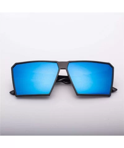 Square Oversized Sunglasses New Reflective Sunglasses Men Women Designer C6 - C4 - CA18YLXYAHT $11.68 Aviator