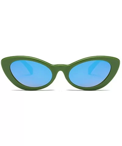 Fashion Oval Round Retro Sun glasses Color Plastic Lenses Sunglasses - Green Blue - CJ18N78E2E5 $11.91 Oversized