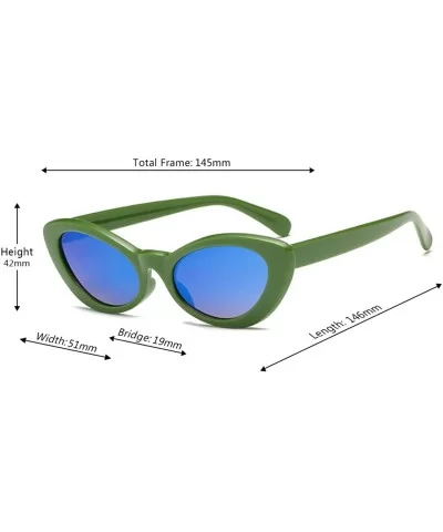 Fashion Oval Round Retro Sun glasses Color Plastic Lenses Sunglasses - Green Blue - CJ18N78E2E5 $11.91 Oversized