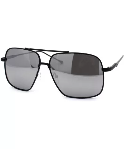 Air Force Mirrored Mens Metal Large Rectangular Pilot Sunglasses - Black Mirror - CT12NTJMPQC $17.37 Rectangular