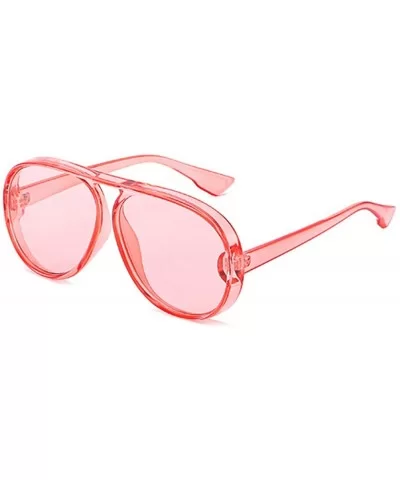 Unisex Oversized Oval Plastic Lenses Fashion Sunglasses UV400 - Pink - C318NNHTHXE $12.14 Rectangular