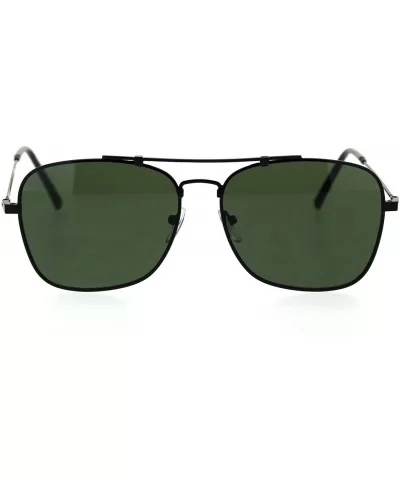 Mens Classic Rectangular Metal Wirerim Pilots Sunglasses - Black Green - C518SZS6YXE $17.08 Square
