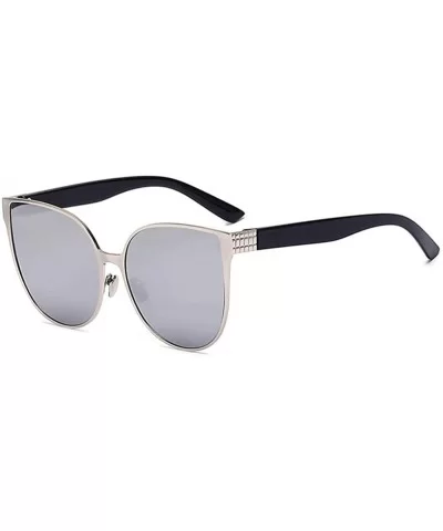 Womens Designer Rhinestones Sunglasses (100% UVA/UVB) - 86007 Silver Mirror C2 - CP11JXADCGN $14.11 Oval