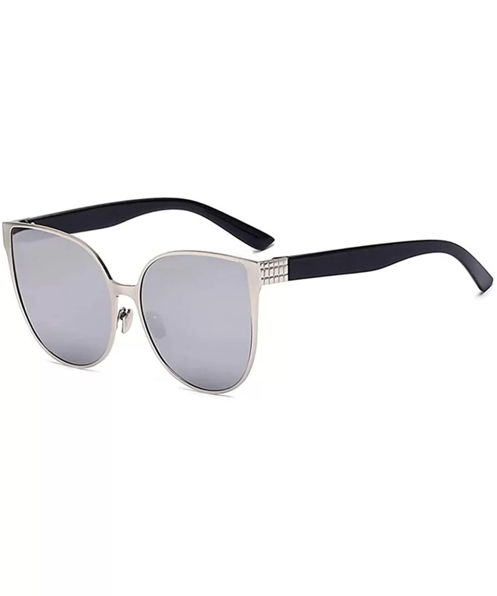 Womens Designer Rhinestones Sunglasses (100% UVA/UVB) - 86007 Silver Mirror C2 - CP11JXADCGN $14.11 Oval