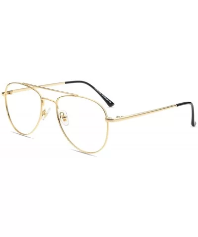 Gorgeous Aviator Eyewear Frame Non-prescription Metal Eyeglasses Frame Unisex - Gold - CO18T78KAU5 $21.67 Aviator