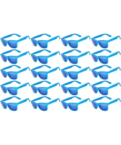 Wholesale set of 20 Pairs Mirrored Reflective Colored Lens Sunglasses Matte - 20 Pack Blue Mirr - CR12NRKMF3H $62.16 Goggle