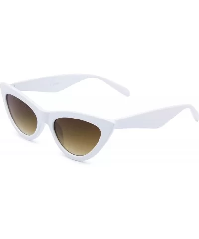 Vintage Cateye Rhinestone Sunglasses for Women Retro Narrow Small Sun Glasses - White - CU18S6SDDY9 $11.66 Sport