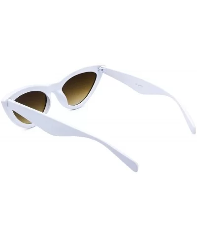 Vintage Cateye Rhinestone Sunglasses for Women Retro Narrow Small Sun Glasses - White - CU18S6SDDY9 $11.66 Sport