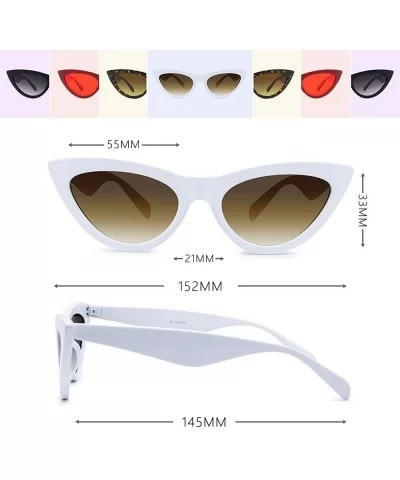 Vintage Cateye Rhinestone Sunglasses for Women Retro Narrow Small Sun Glasses - White - CU18S6SDDY9 $11.66 Sport