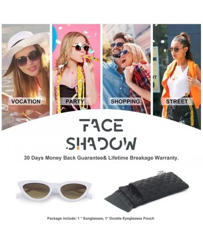 Vintage Cateye Rhinestone Sunglasses for Women Retro Narrow Small Sun Glasses - White - CU18S6SDDY9 $11.66 Sport