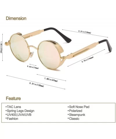 Steampunk Polarized Sunglasses Vintage Glasses - CK1809KT5TY $19.77 Oval