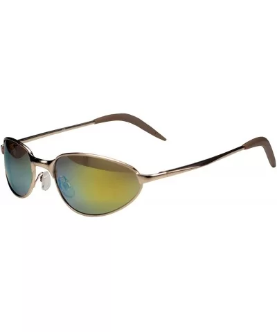AV5 Aviator Sunglasses Spring Hing Mirror lens Colors - Golden Rainbo - CJ11J62LPS1 $29.06 Aviator